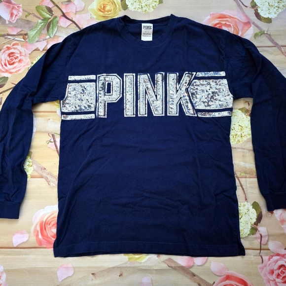 PINK Victoria's Secret Tops - PINK bling navy blue long sleeve